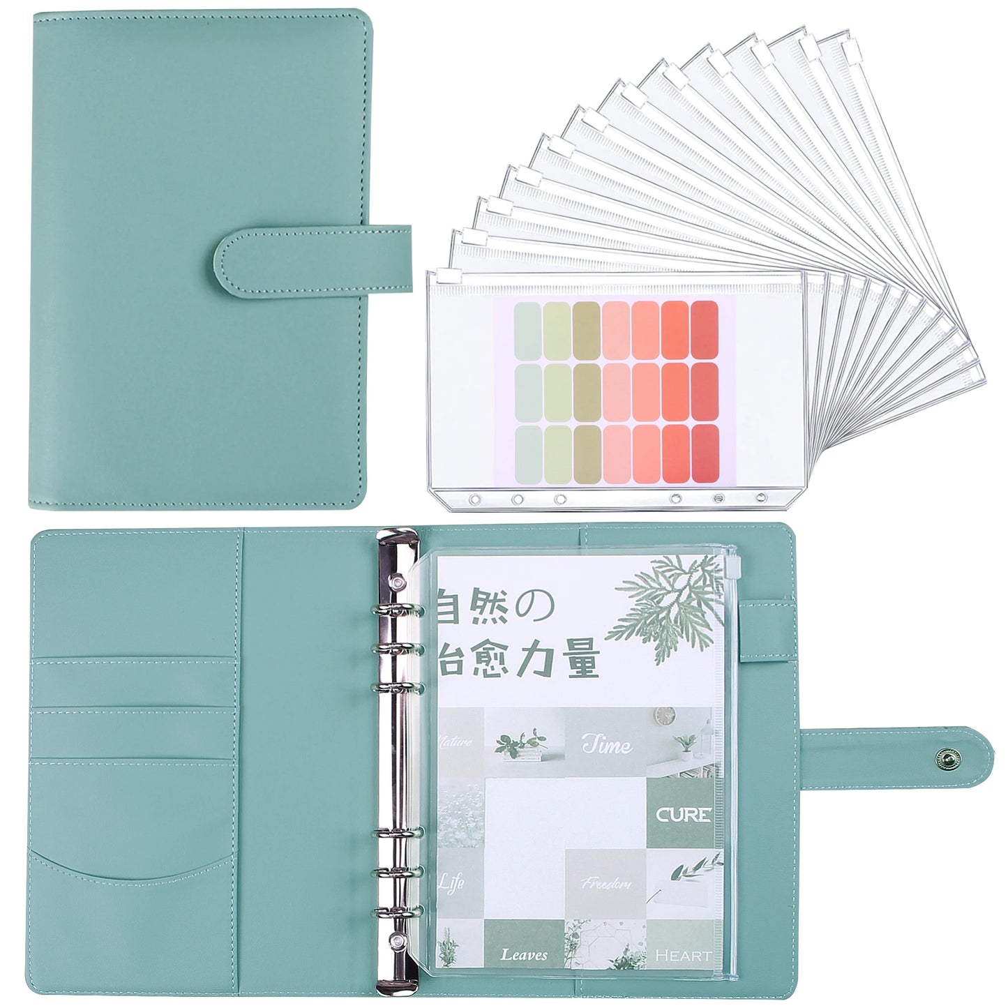 Coliky A5 A6 PU Leder Organizer - 6 Ringe 12 Taschen