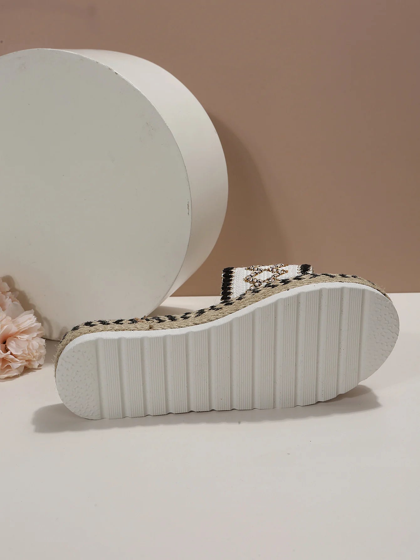 Gewebte Damen Pantoletten Platform - Sommer Schuhe für Damen 2025 Neu - Strand Casual Absatz Sandalen Bohemian Handgemacht Espadrilles