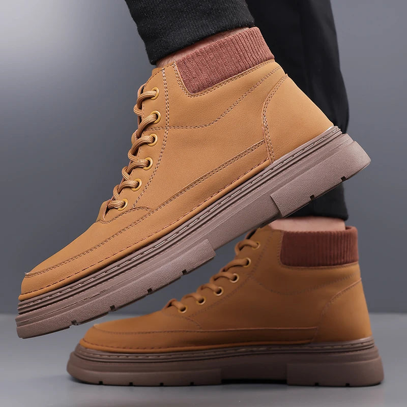 YEISNDOOCN Hochwertige Leder Stiefel - Größe EU 41-46 Schnürung