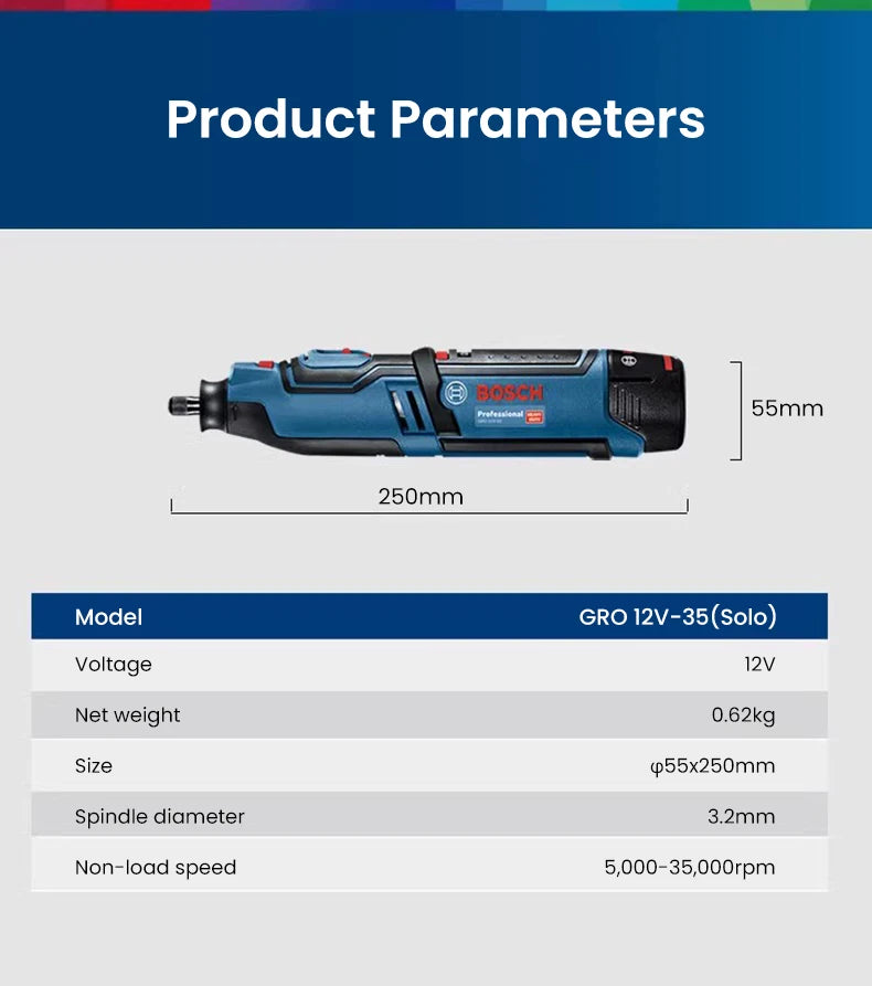 Multitool 2025: Bosch GRO 12V-35 Wireless Rotary Tool - 12V 2.0Ah 3.0Ah Li-Battery Mini Electric Grinder Polishing Cutting Machine Electric Drill Collection