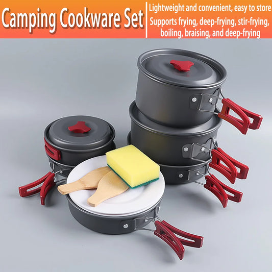 Outdoor camping cookware folding outdoor non stick pot boiling water outdoor set pot portable camping cookware tableware