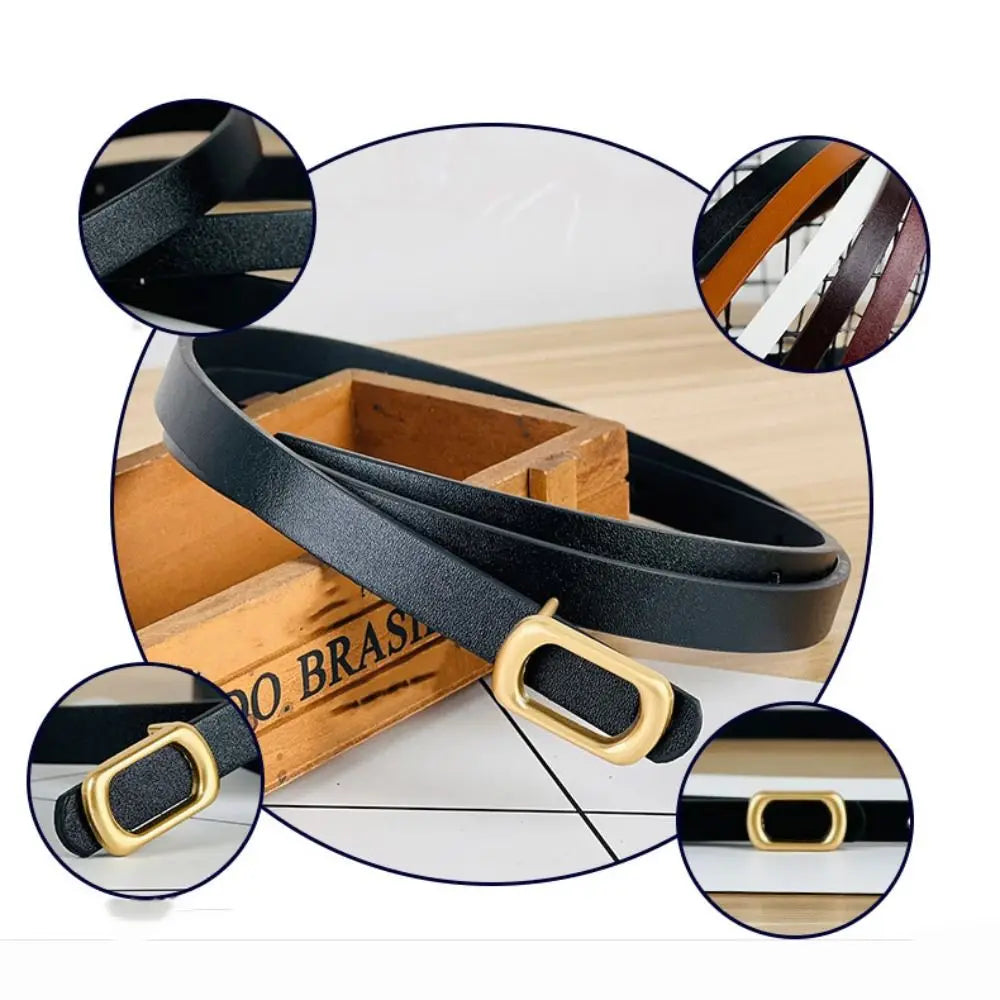 Luxury Design Leather Belt Casual Versatile Women Waistband Thin Waist Strap