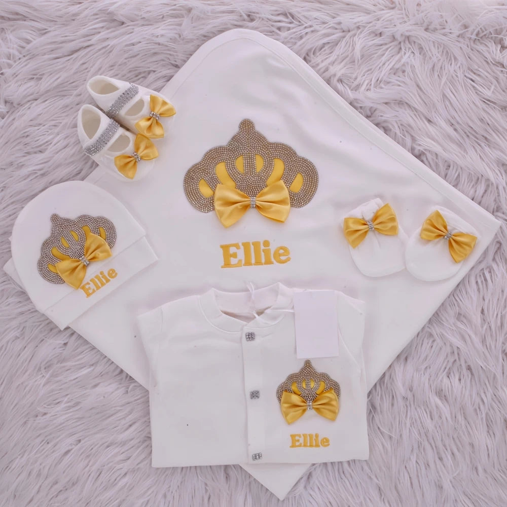Baby-Outfit-Set 2025: 5-teiliges Spitzen-Baumwoll-Set für Neugeborene - Säuglingspflege-Kollektion