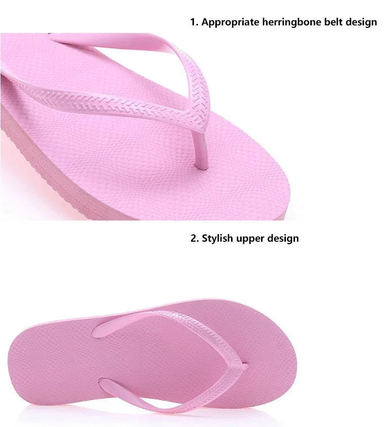 Women Summer Slippers Solid Beach Flip Flops Anti-slip Slipper Casual Shoes Home Shoes Women Simple Comfortable Beach Shoe