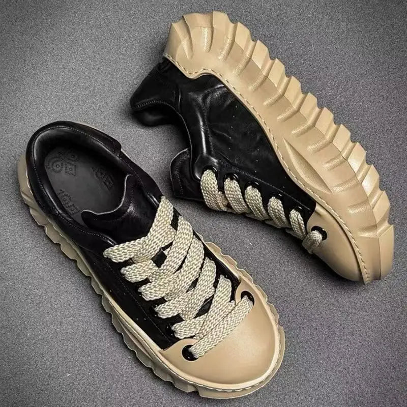 Pantofi sport pentru bărbați, design modern, cu talpă groasă, toc plat, vârf rotund, confortabili, la modă, elastici