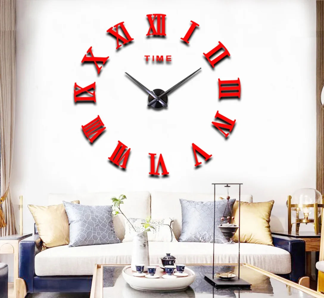 DIY Wall Clock for Home Living Room 80-120cm Modern Style Frameless 3D Wall Clock Acrylic Mirror Stickers Hotel Room Decoration