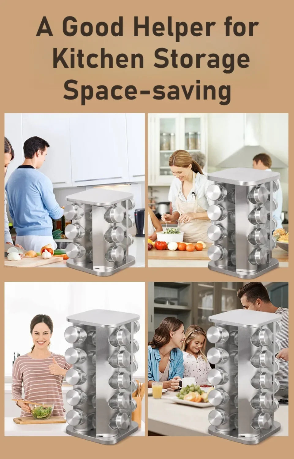 Choice Drehregal 360 Grad Drehbar - Edelstahl Groß Kompakt