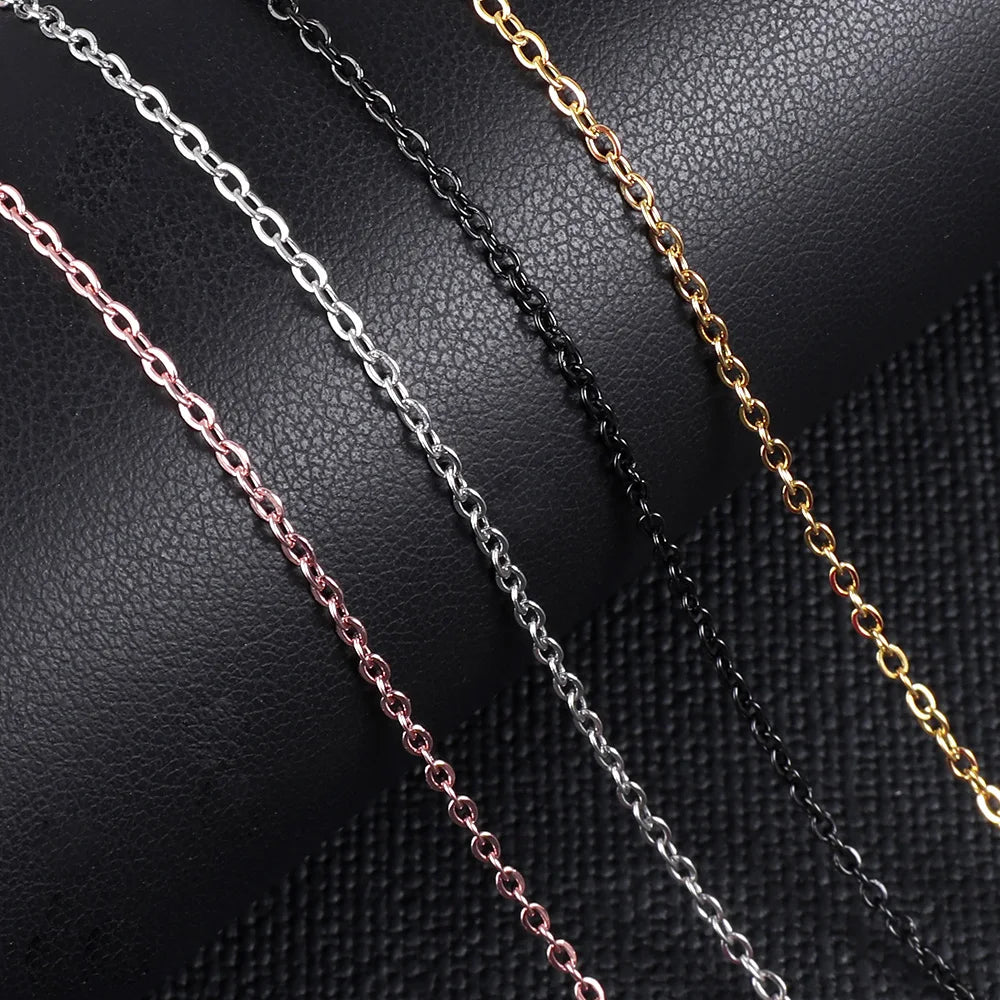 Edelstahl Halsketten 2025 - LUXUSTEEL 10Pcs/Lot 2mm/1mm O-Form Rolo-Link Cuban DIY Jewelry