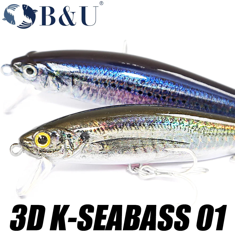 B&U 80mm Sinkender Minnow Hard Lure Jerkbait Salzwasser Langer Wurfabstand Fischköder Meer Künstliche Beute Wobblers Meer Bass