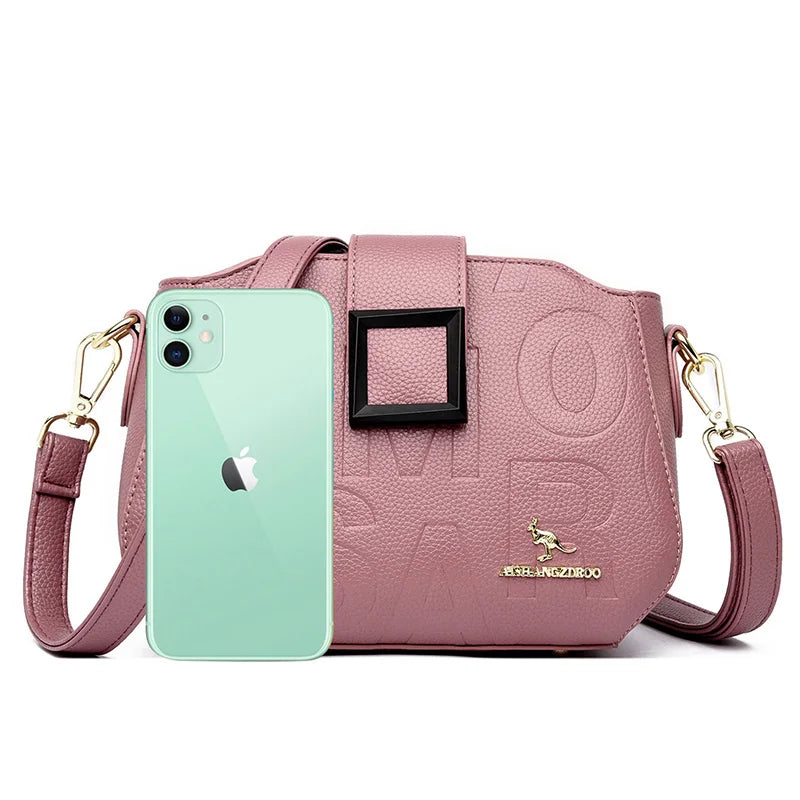 Fashion Women's Square Buckle Crossbody Bag Casual Shoulder Crossbody Bags Ladies Luxury Designer Large Capacity Travel Handbag