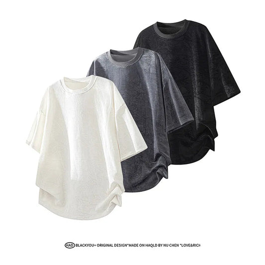 Tricou bărbătesc 2025: Tricou nou pentru bărbați, croială lejeră, cu guler rotund, drapaj moale - Material textil, mânecă scurtă, casual, top la modă, streetwear, respirabil, ușor, colecție de tricou