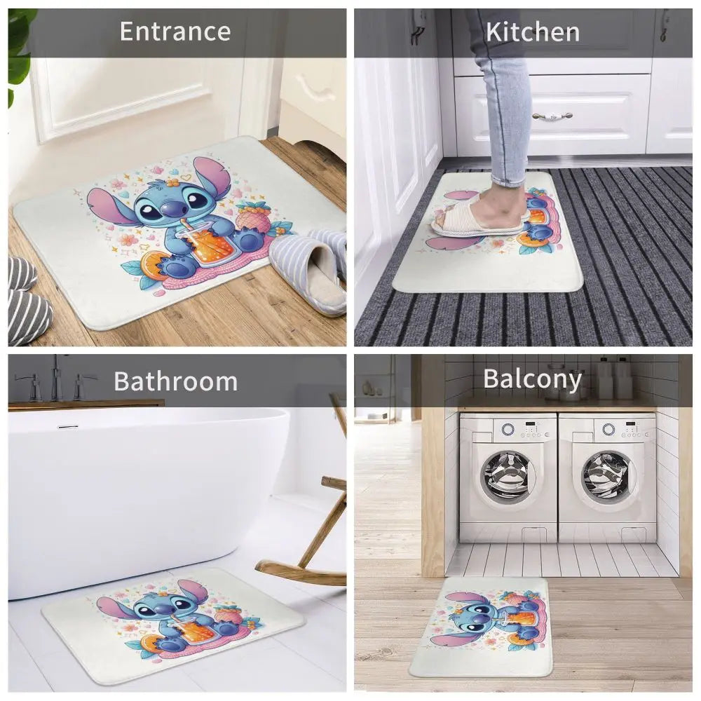 Custom Cartoon Stitch Floor Door Kitchen Bathroom Mat Anti-Slip Outdoor Doormat Bedroom Balcony Entrance Rug Carpet Footpad