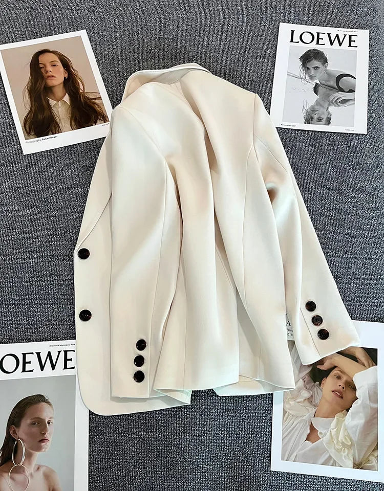 Elegant Office Lady Blazers for Women 2024 Fashion Long Sleeve Single Button Blazer Coats Female Top Suit Jackets Outerwears