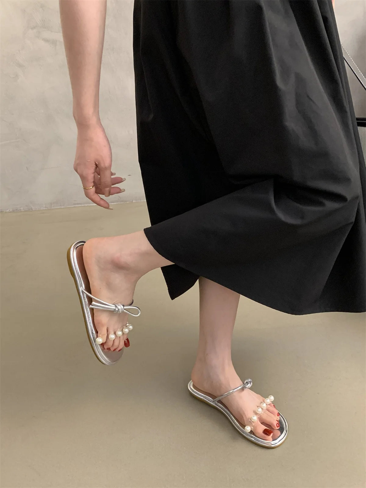 Plegie Sandale Transparente Perlenriemen - Anti Rutsch 3cm