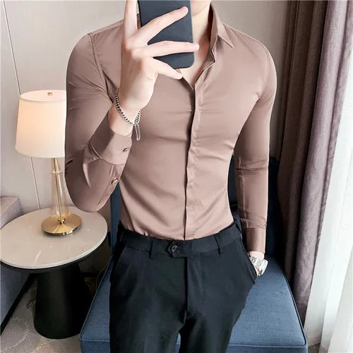 8Farben SlimFit Langarmhemd - Gr. M-L, Feiner Stoff