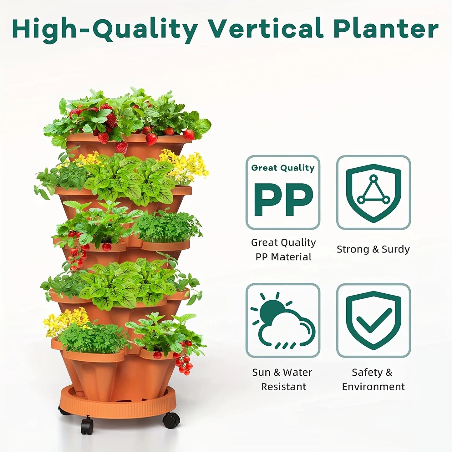 Vertical Plantation Tower Style Garden, Stackable Herb Garden Plantation, Vegetable Planting Pot, Petal Shaped Flower Pot