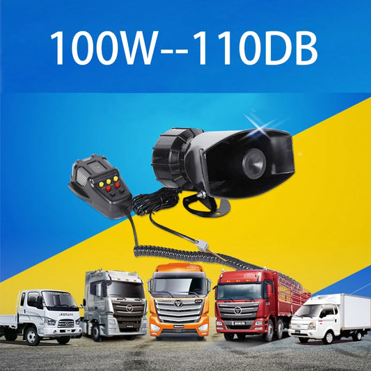 Speakers Loud Car Horn Police Siren Air Horn Megaphone Tone Emergency Motorcycle Ural 12V 100W Mic PA System Amplifier Hooter