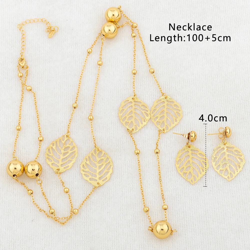 Gold Plated Long Chain for Women Trendy Statement Necklace Personality Collar Geometry Leaf Pendant Waist Chain Jewelry Accessor