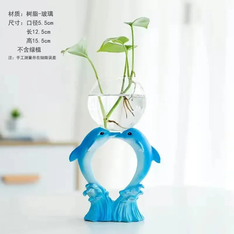 Creative Hydroponic Plant Vase Glass Transparent Container Dish Water Planting Flower Pot Living Room Decoration Decoration - Golden Bridge Store