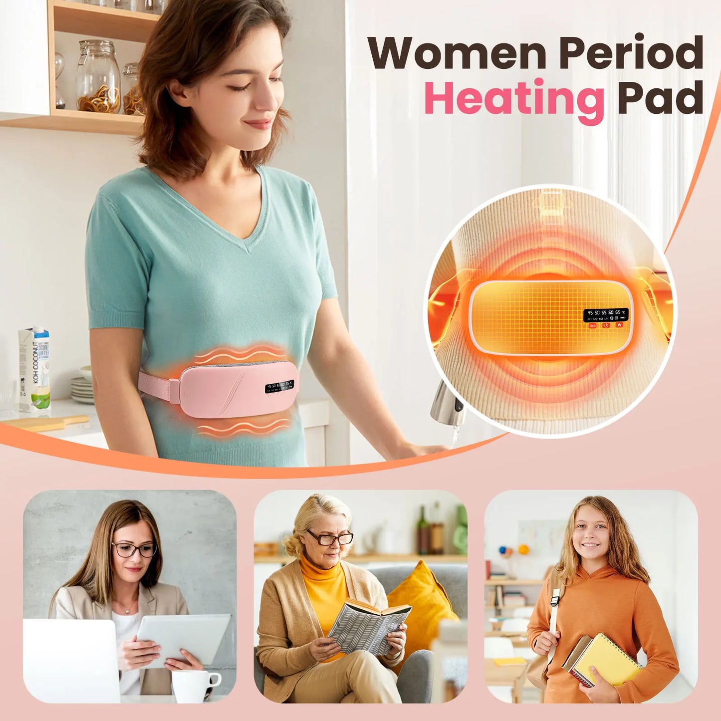 Menstrual Uterine Warm Belt For Women Belly Pain Relief USB 5 Gear Electric Heating Pad Vibration Abdomen Waist Massager