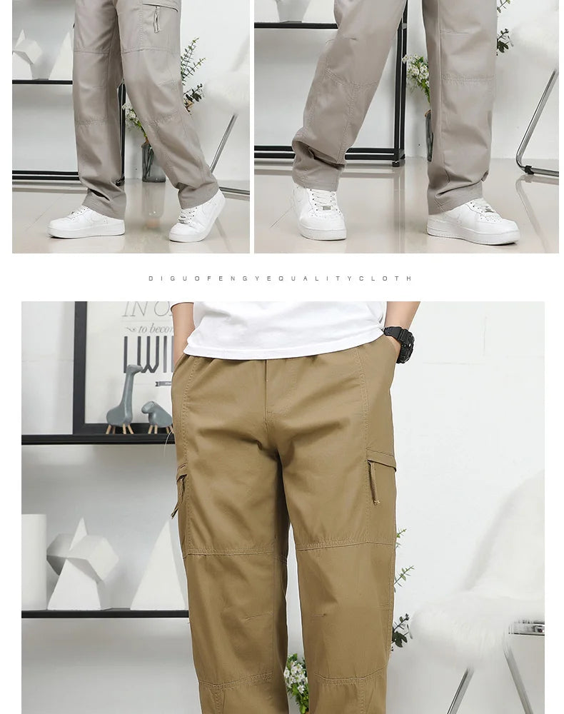 IPPOLICH Loose Fit Trousers Youth Workwear Pants New Cargo Pants Men's Loose Straight Oversize Clothing Men Casual Street Pants