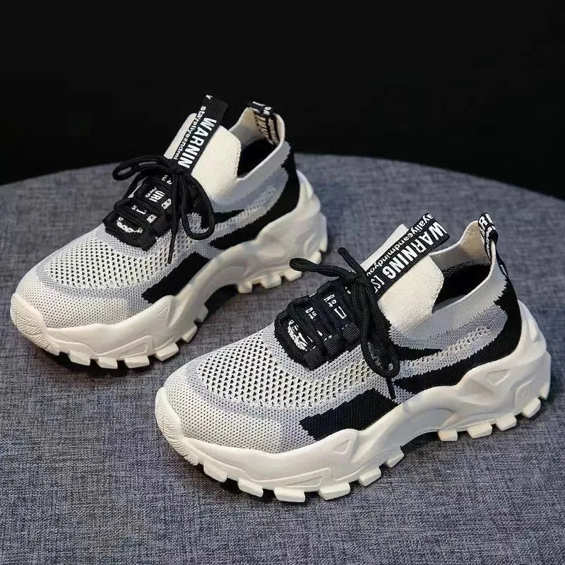 Damen Laufschuhe - Leichte Schnür-Sneaker - Mesh Casual Schuhe - Weiche Sohle Tennis Outdoor Schuhe