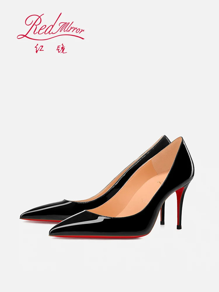 Women's elegant high heel shoes Luxury Brand Black Women heels shoes woman 2025 trend Red Shiny Bottoms Pointed Toe Sexy Pumps