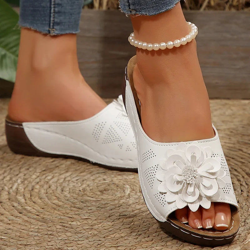 Women's Sandals Soft Heels Sandals Summer 2025 Casual Wedges Heeled Shoes Women Elegant Low Platform Slippers Sandalias Mujer