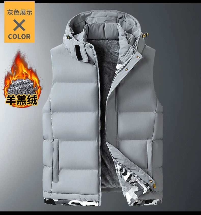 MAINKULCN Gepolsterte Kapuzenweste - Reißverschluss, Fleece-Fütterung, Größe 9XL 10XL