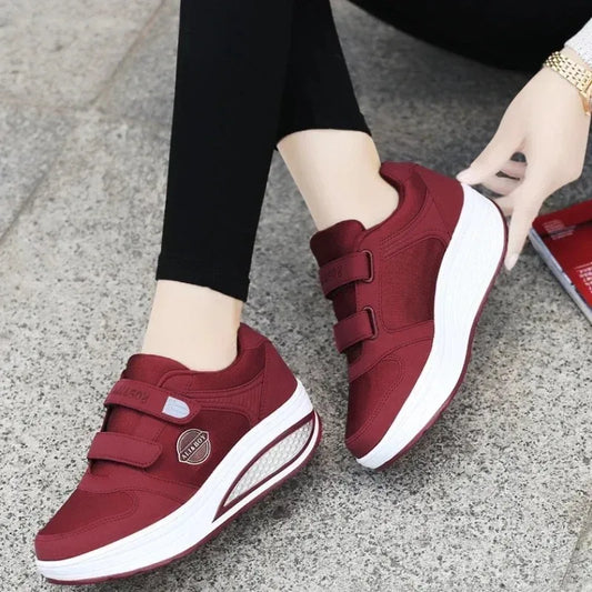Women's Swing Sneakers Wedge Platform Toning Sports Shoes for Woman Breathable Slimming Fitness Newing Mom Shoes Thick Sole2024
