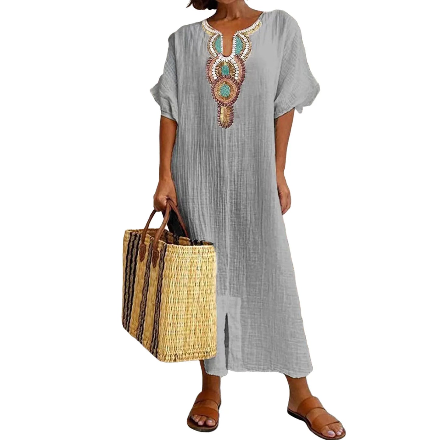 Elegant  Women Outfit Breathable Flower Pattern Blouse Trousers Half Sleeves Soft Blouse Pants Spring Clothes