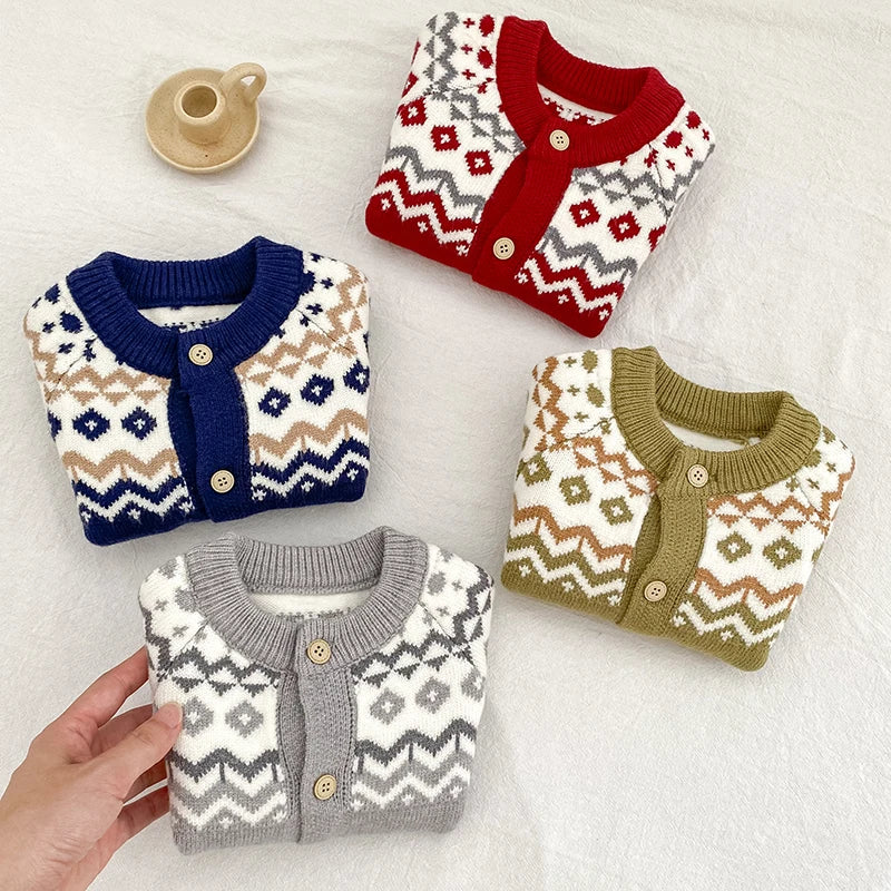 YSUBESTCN Kinder Strickjacke - Warmes Strickoberteil Für Kleinkinder, Größe 0-2 Jahre, Material Wolle, Verschluss Knopf