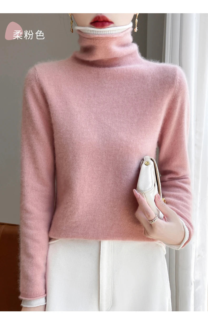 SHUANGYANROADCN Merino Rollpullover - Größe M, Merinowolle