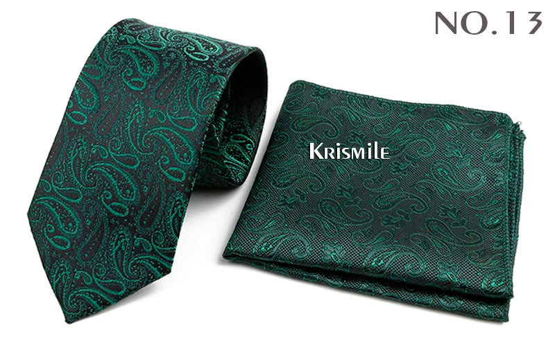 Novelty Paisley Tie Pocket Square Set For Men Skinny Slim 6cm Necktie Fit Business Wedding Party Stage Host Daily Wear Accessory