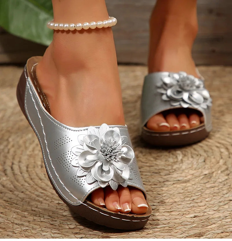 Women's Sandals Soft Heels Sandals Summer 2025 Casual Wedges Heeled Shoes Women Elegant Low Platform Slippers Sandalias Mujer