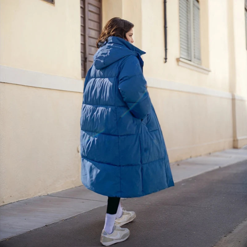 WinterParka Koreanisch Gefüttert - Kapuze, Baumwolle, lang