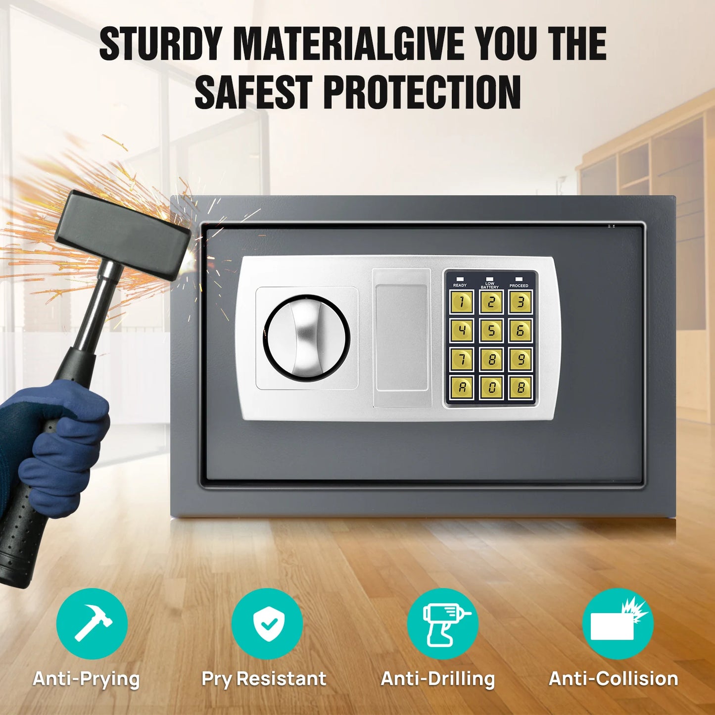 Seif digital din oțel DayPlus 16L - Cutie electronică de securitate pentru birou și casă