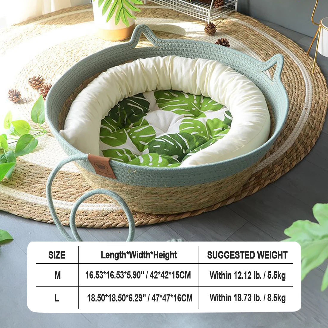 Cat Bed House Dog Kennel Rattan Straw Plaited Kitten Cushion Basket Tent Scratching Board Ball Puppy Nest Mat Indoor Pet Supply