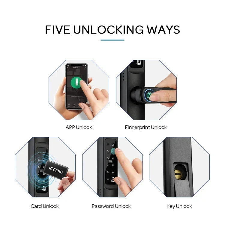 92/85mm impermeabil în aer liber cu amprentă digitală TUYA WIFI APP RFID card cod cheie inteligent electronic ușă încuietoare aluminiu/sticlă glisantă