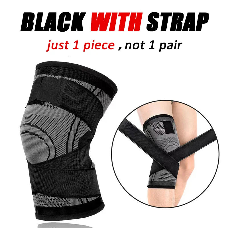Knee Compression Sleeve with Adjustable Straps for Running Working Out and Sports Wearing Hiking Soccer Basketball Running Sport