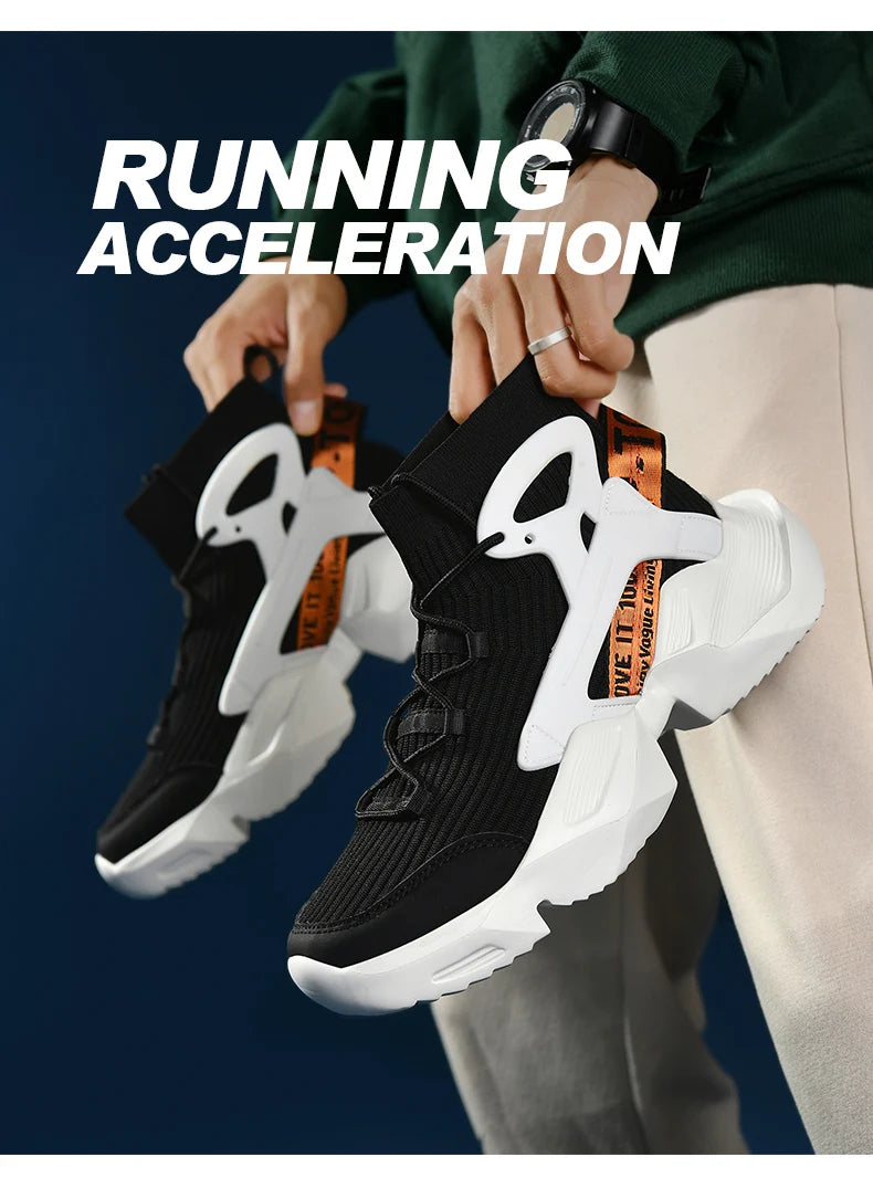 Fashion Men's Sneakers High Street Luxury Shoes Men Sock-like Comfy Sports Shoes Breathable Lightweight All-match Walking Shoes