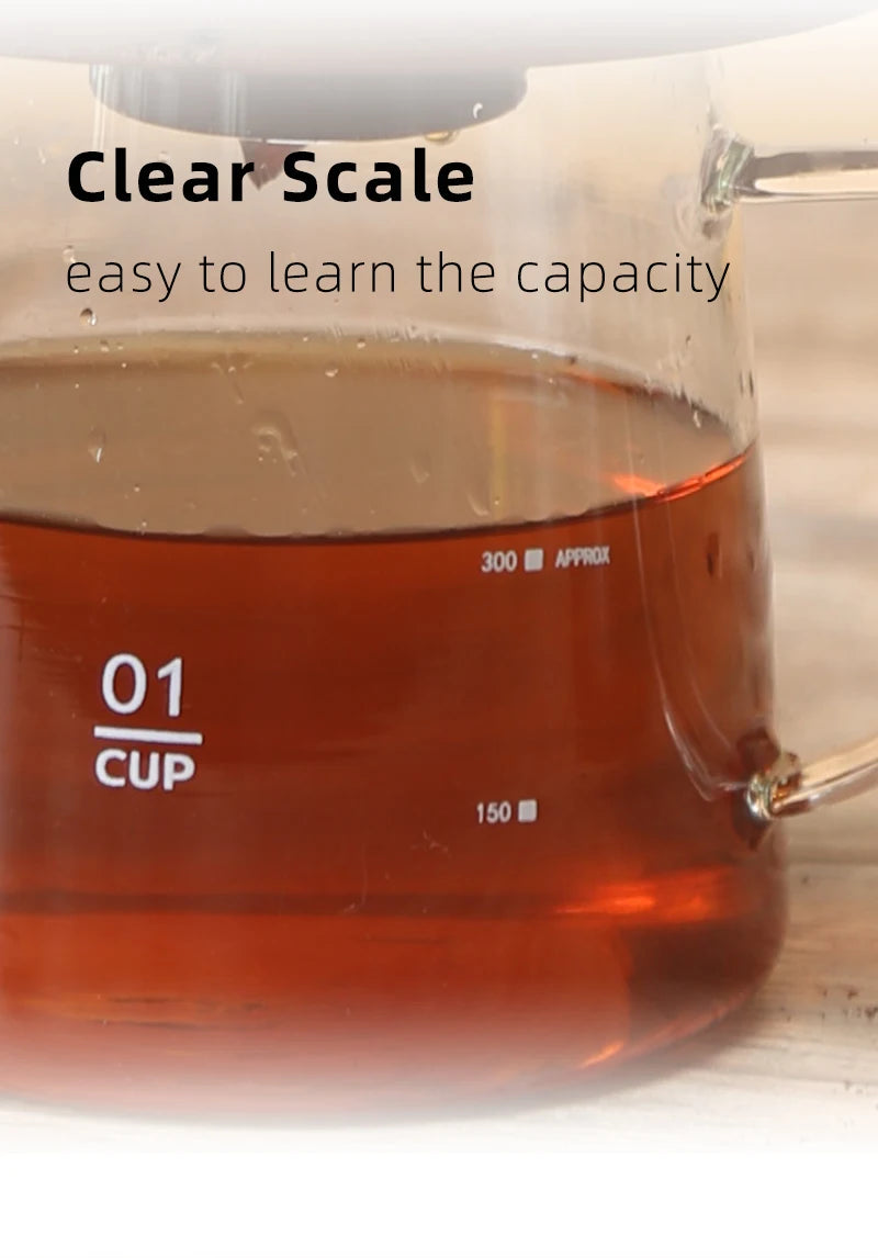 Glass Pour Over Coffee Server with Dot Scale Brewed Coffee Sharing PotHeat Resistant Hand Made Drip Coffee Pot 300ml/500ml