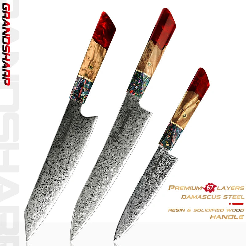 Grandsharp DMS-121 Damastmesser Set - 67 Lagen 13cm 36.8cm