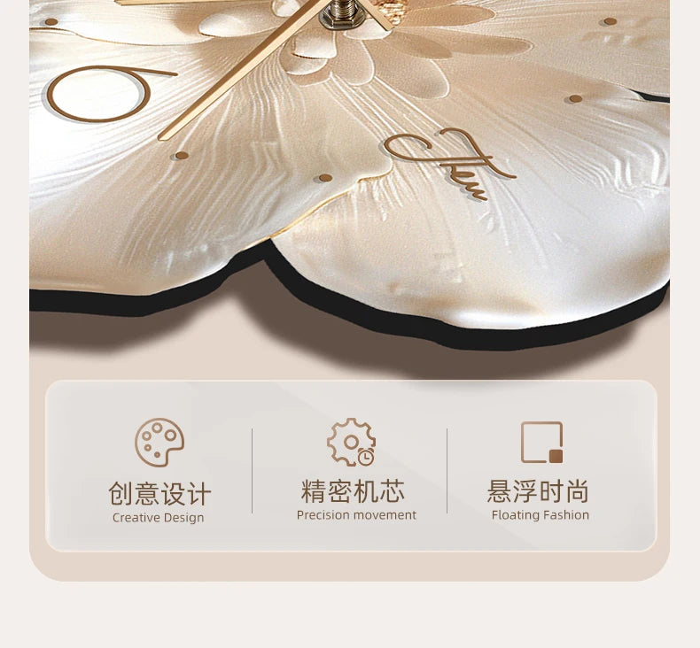 Cream Style Living Room Decoration with LED Light Wall Clock New Home Decor Creative Swinging Clock