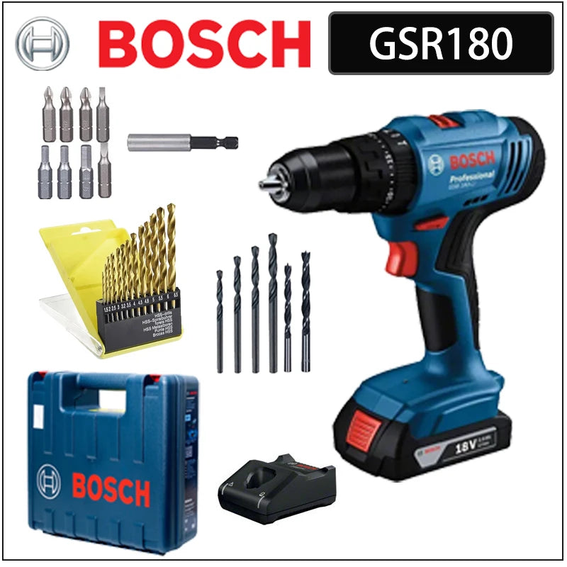 Bosch 12V 18V LI Battery Wireless Electric Drill Screwdriver GSR180 GSR12-30 GSR185 GSR120 GSB183 HSS Twists Bit And One Battery
