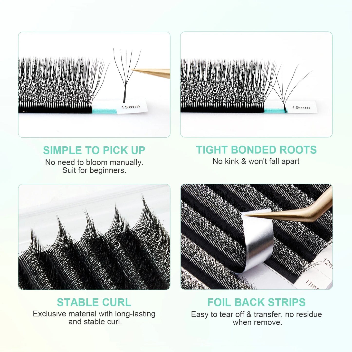 NAGARAKU Automatic Flowering W Shape Bloom 3D 4D 5D 6D Premade Fans Eyelash Extensions Natural Soft Light Full Dense