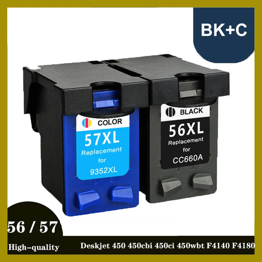 Replacement HP56 HP57 Ink Cartridge for HP 56 XL PSC 4200 1110 1205 1210 1215 1219 1315 1340 1350 2210 2410 Deskjet 450 printer