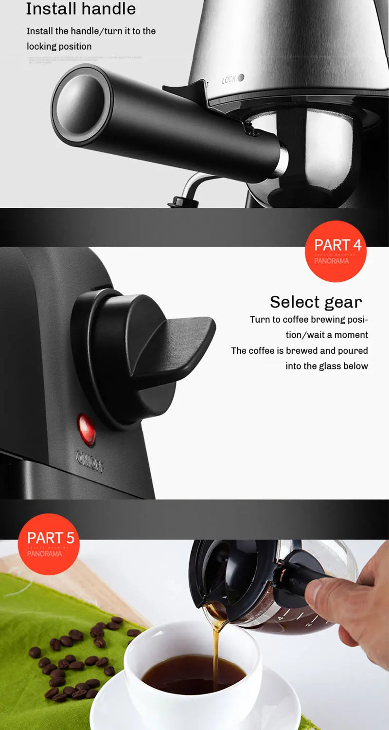 Elektrisch Italienisch Kaffeemaschine 5 Bar Professional Espresso Kaffee Maker Automatisch Semi Automatisch Espresso Cappuccino 220V EU Stecker