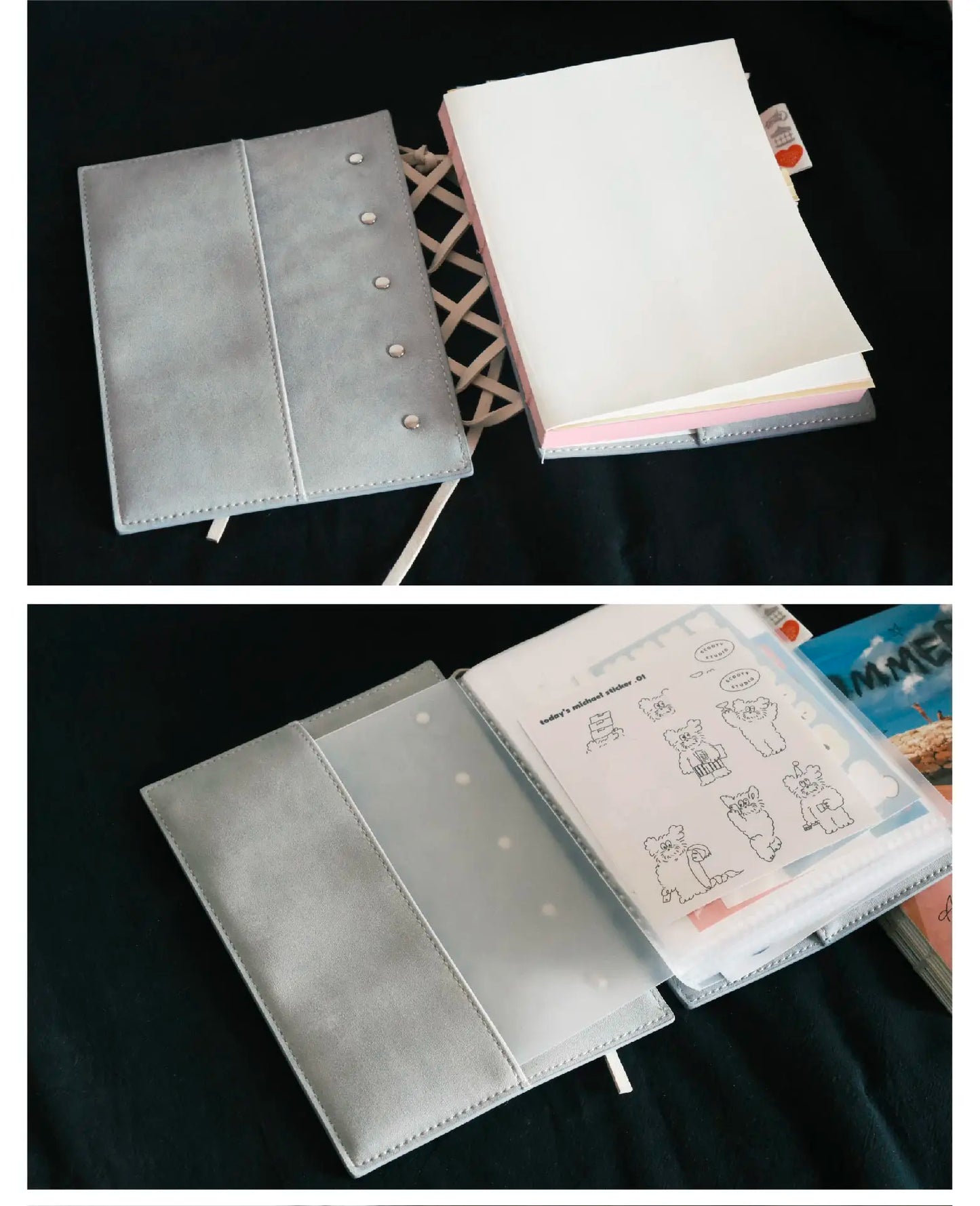 Pu Classical Vintage B6 Strap Notebook Adjustable Cover Thick Planner Pink Blank Paper Diary Rope Note Books Journal Accessories