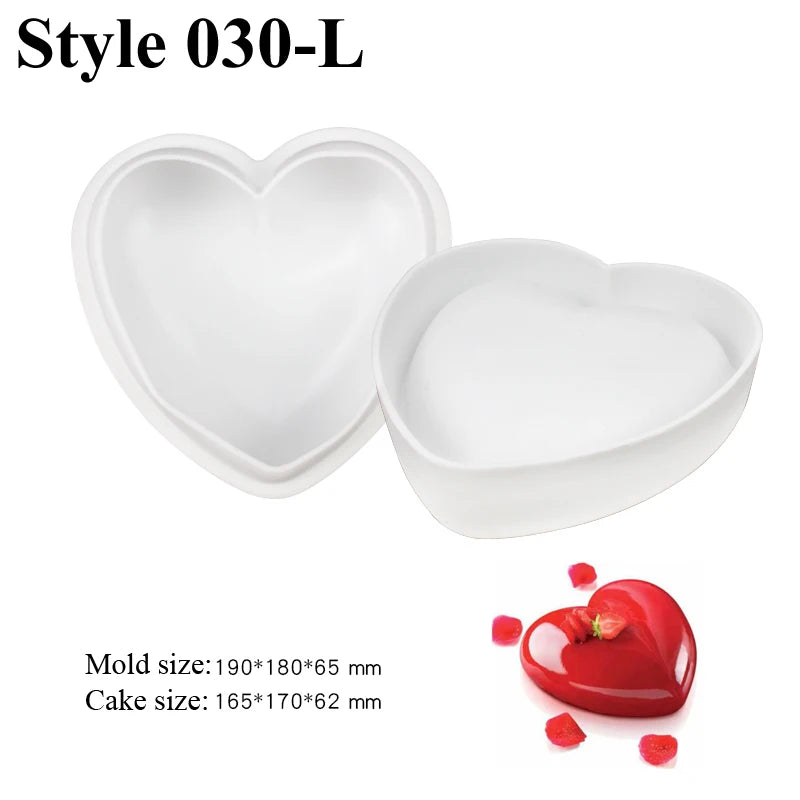 Romantic Heart or Rose Design Silicone Cake Molds Valentine's Day Mousse Cake Mold Kitchen Bakeware Dessert Decorating Tools